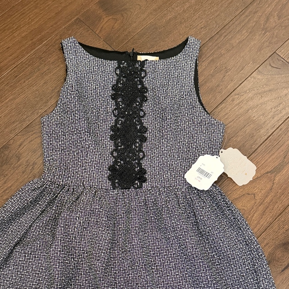 Altar'd State Black and Gray Sleeveless Lace-Trim Mini Dress - Picture 3 of 7